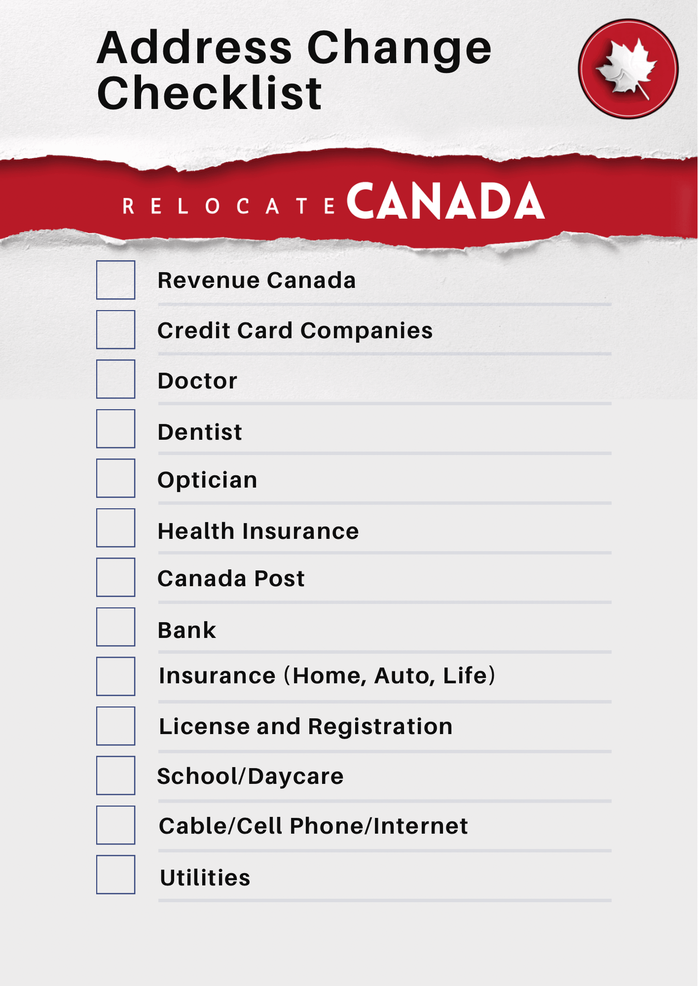Change of Address Checklist For Canada
