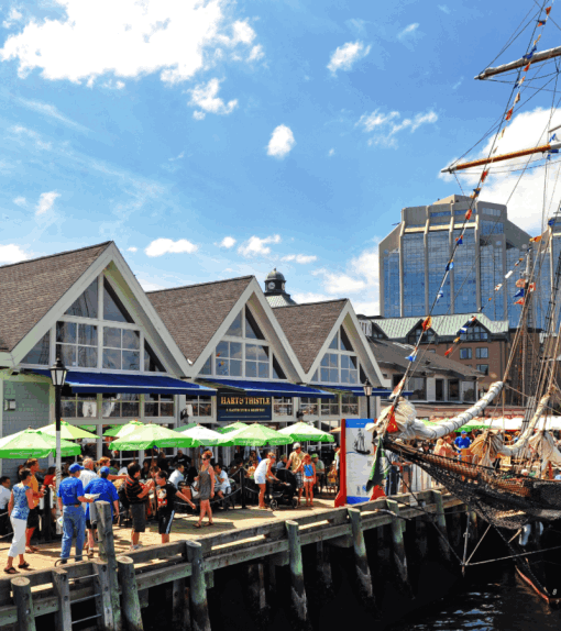 Peole enjoy themselves on the water front in Halifax New Brunswick